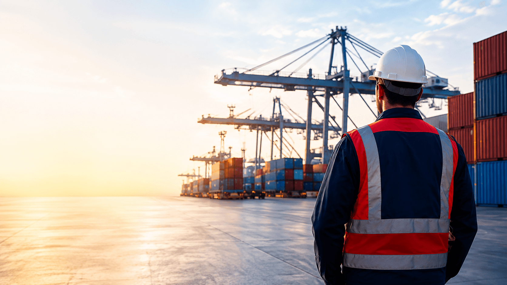 Logistics professional at a container terminal